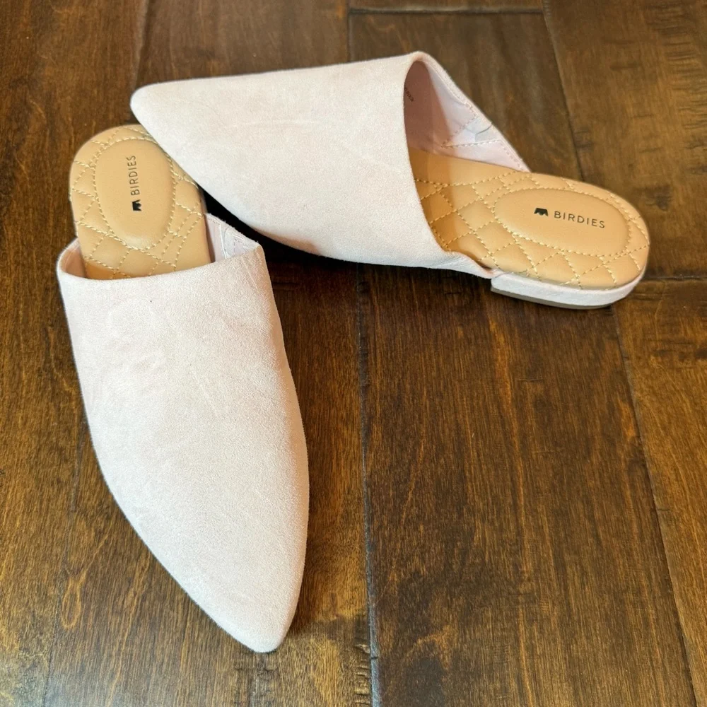 Birdies The Lark in Pink Chiffon Suede Slide Mule Size 7.5 Office Business - Picture 2 of 9